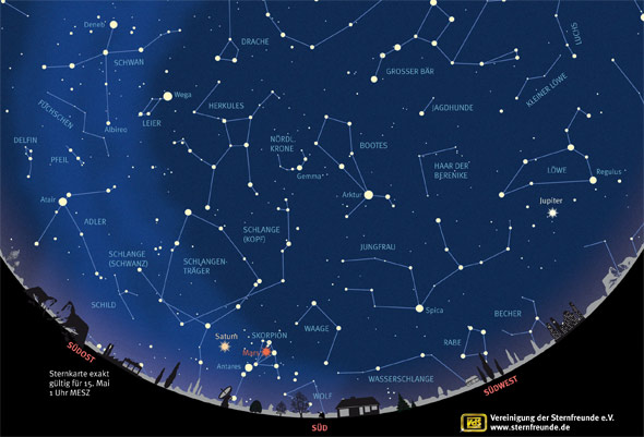 Sternkarte für Mai 2016