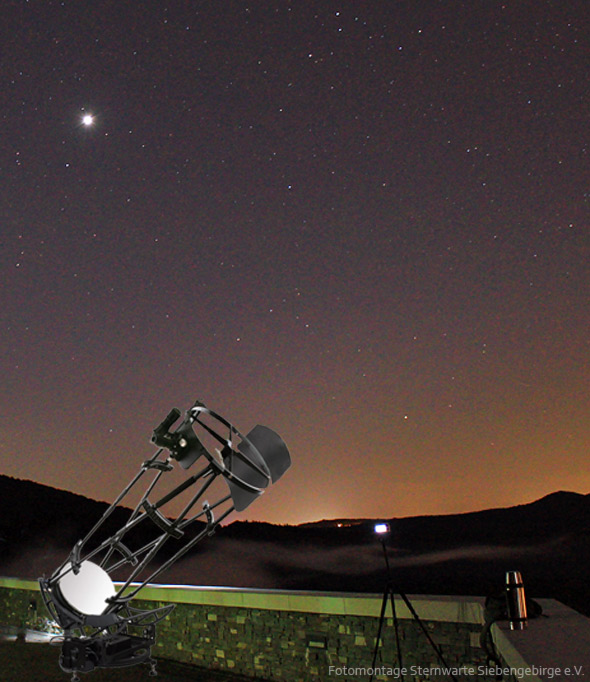 Abb. oben: unser neues Teleskop auf dem Drachenfels